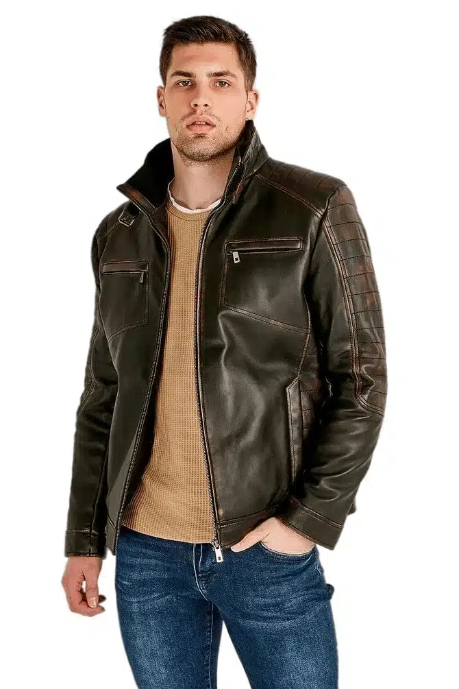 Bruno Men's 100 % Real Black Leather Classic Jacket