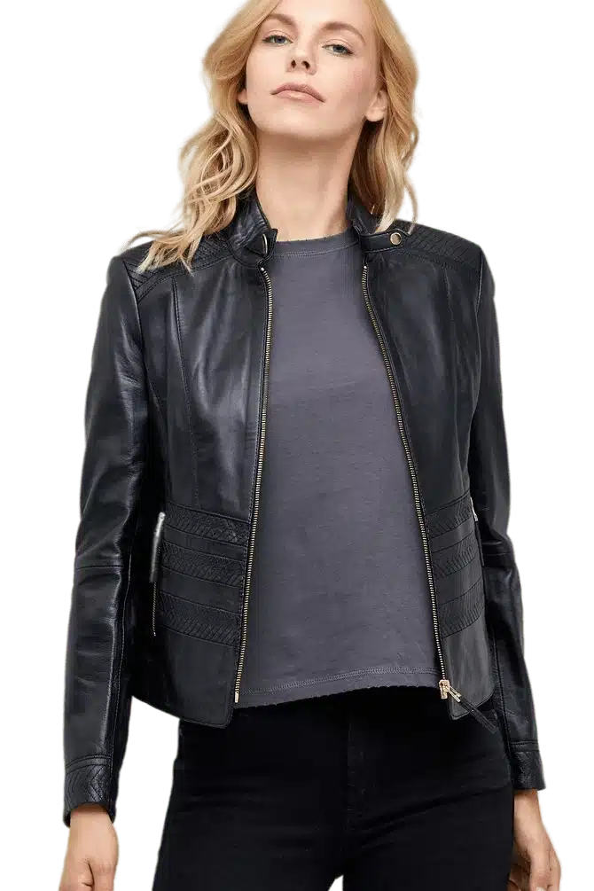 Charlotte Women's 100 % Real Black Leather Jacket