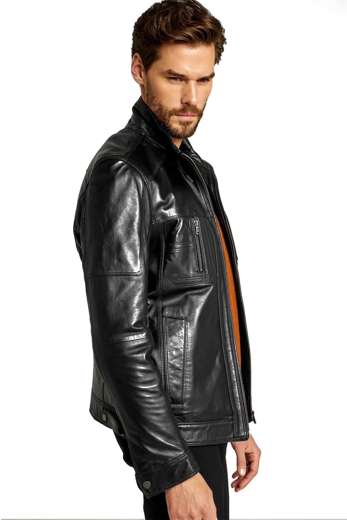 Muller Men's 100 % Real Black Leather Classic Jacket