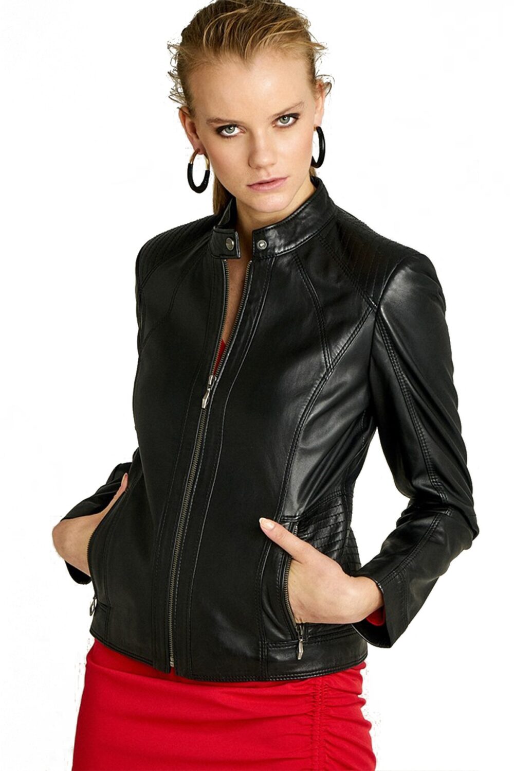 Jude Women's 100 % Real Black Leather Classic Jacket