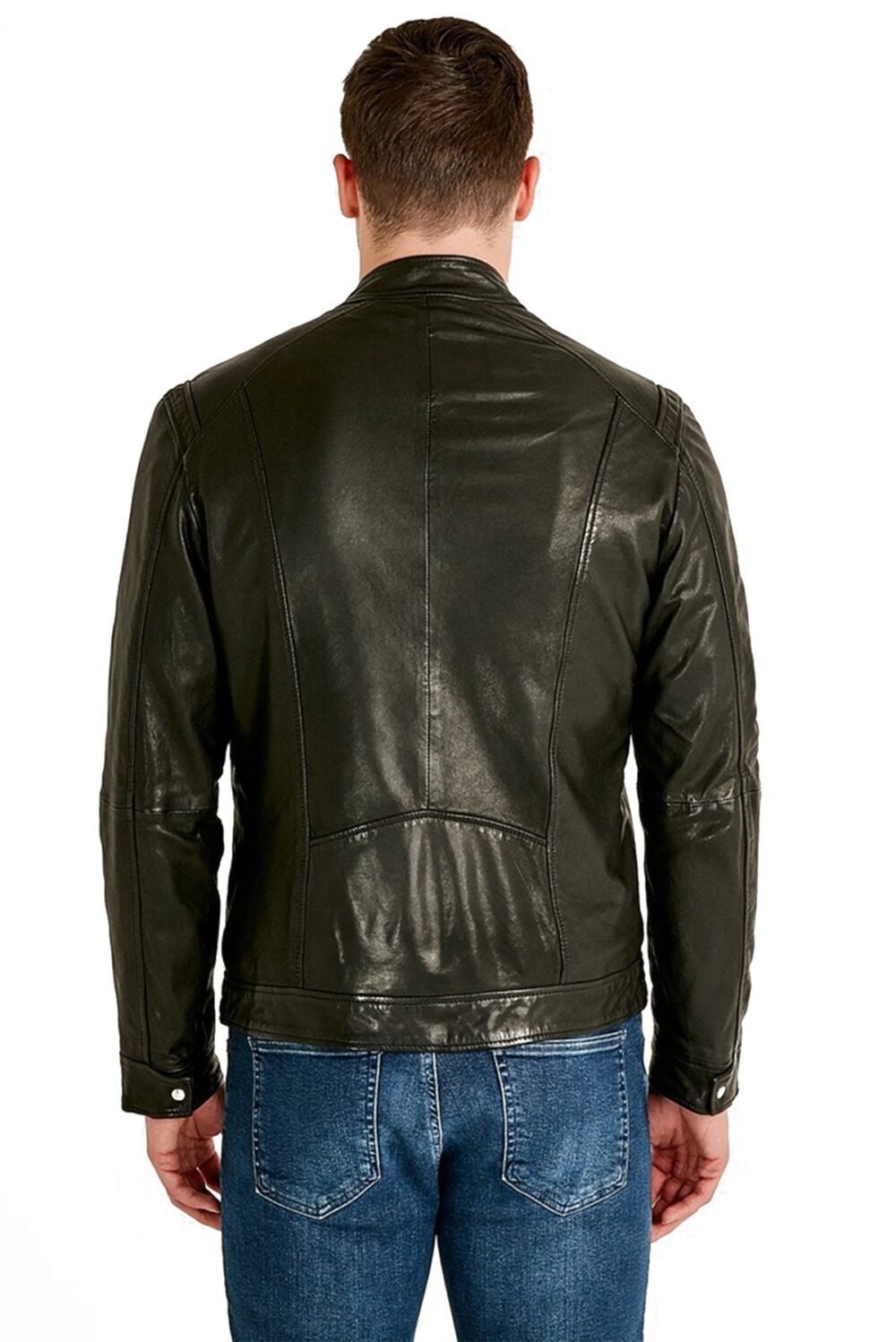 Men's Leather Jacket in Navy Blue - Urban Fashion Studio