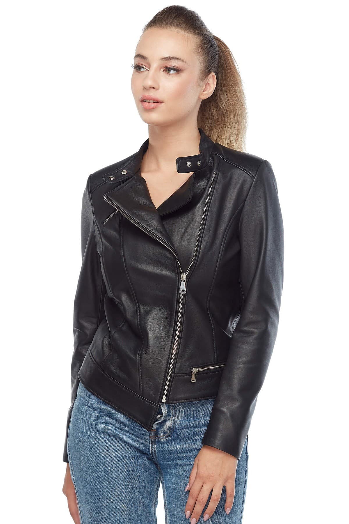 Beyonce Women's 100 % Real Black Leather Jacket