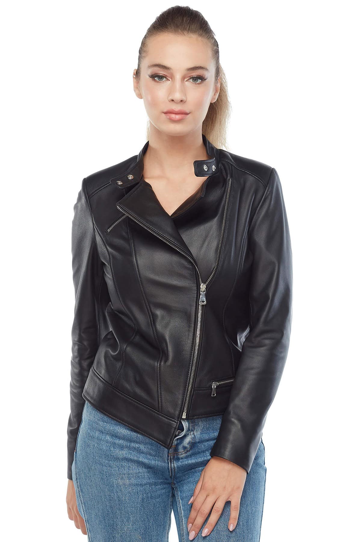 Beyonce Women's 100 % Real Black Leather Jacket