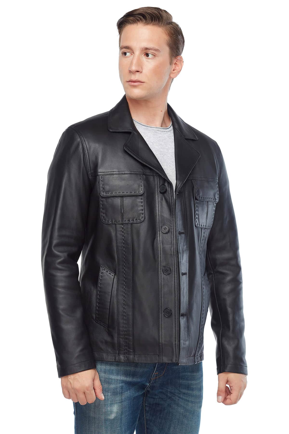 Charley Speed Men's 100 % Real Black Leather Jacket