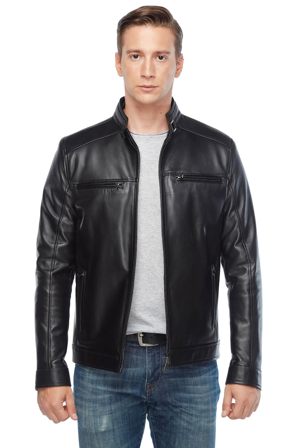 Urban Fashion Studio Craig Mcginlay Genuine Leather Jacket in Black