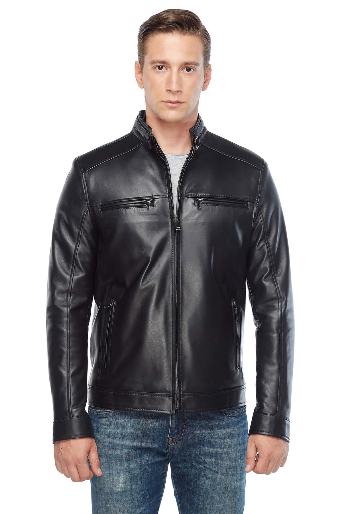 Craig McGinlay Men's 100 % Real Black Leather Jacket