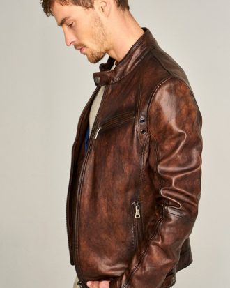 Curry brown moto jacket for sale