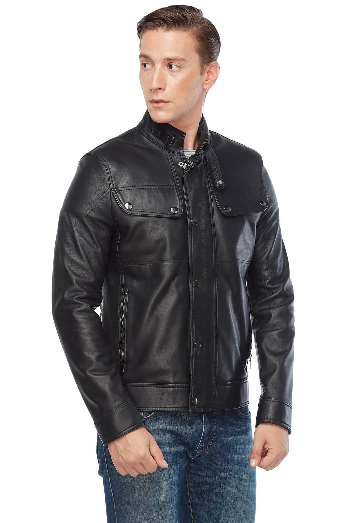 David Beckham Men's 100 % Real Black Leather Jacket