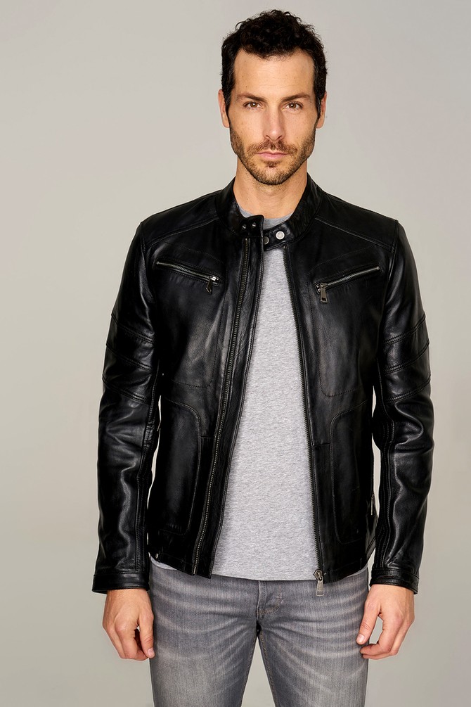 Mens Hooded Brown Leather Jacket - Genuine Leather Hoodie Jacket