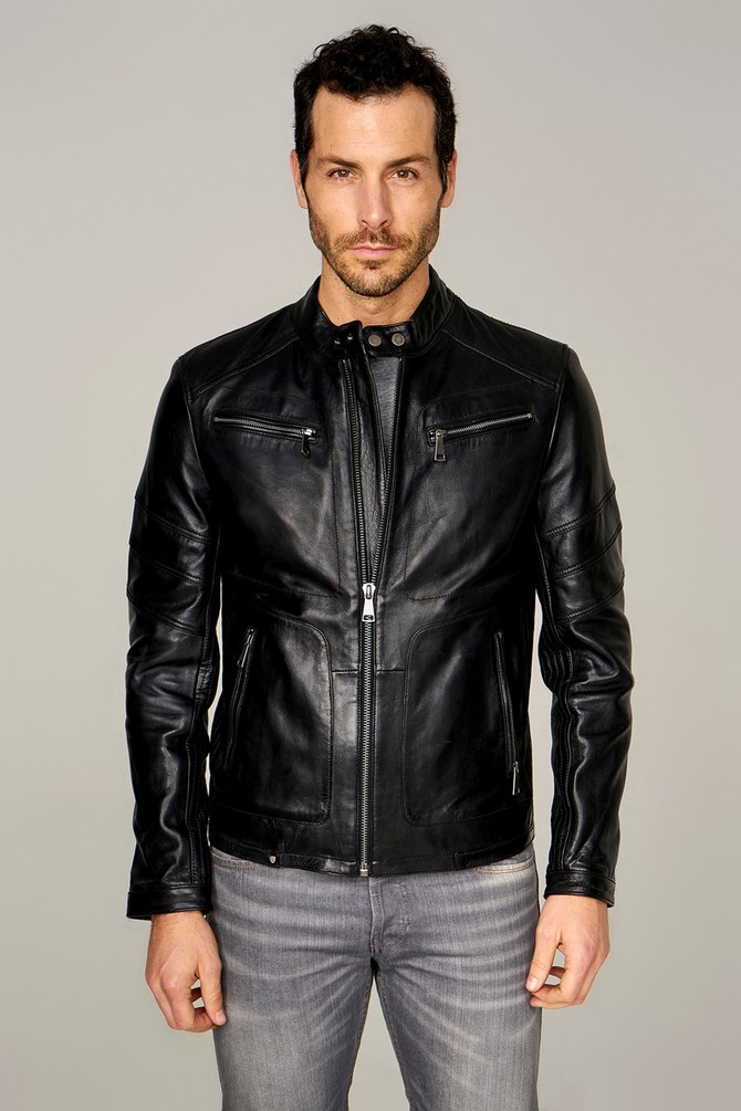 Mens Leather Sports Motorcycle Jacket - Fashion in New York