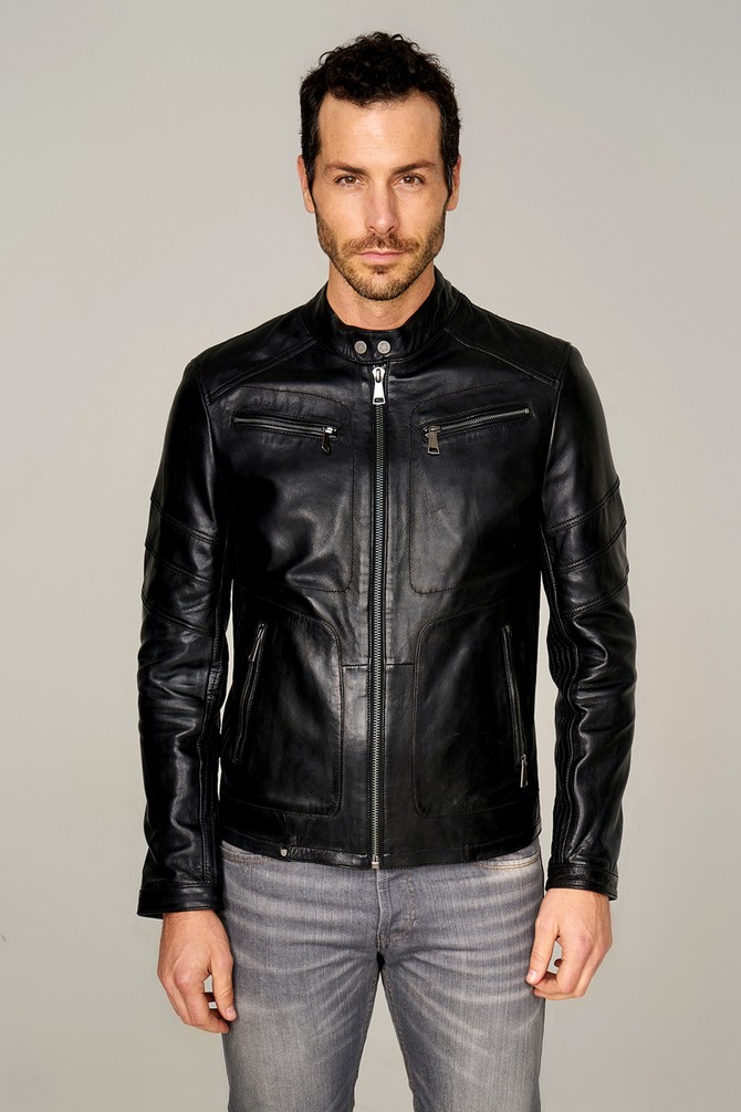 Mens Leather Sports Motorcycle Jacket - Fashion in New York