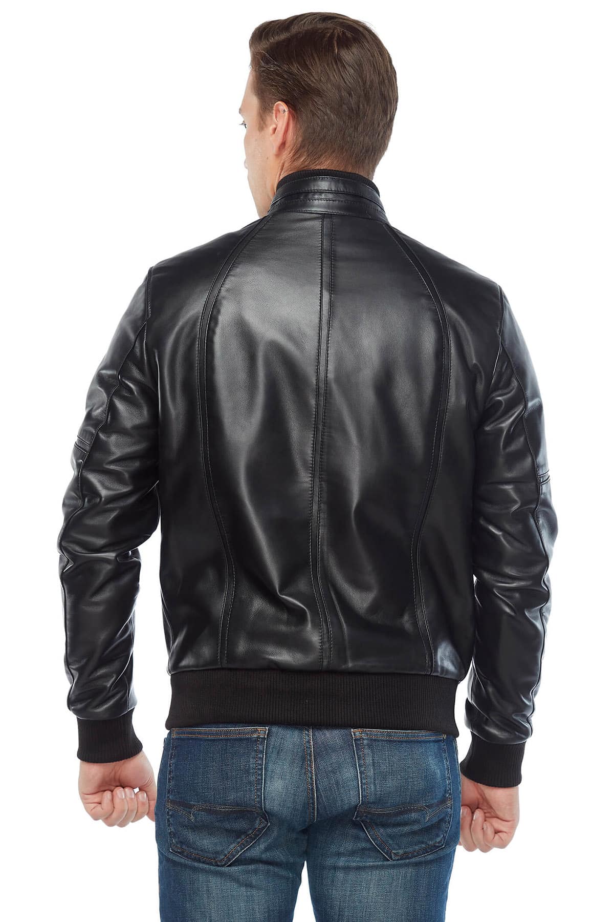 George Craig Men's 100 % Real Black Leather Bomber Jacket