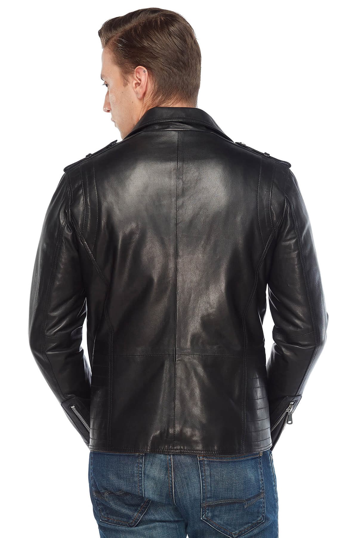 Hugh Dancy Men's 100 % Real Black Leather Biker Jacket
