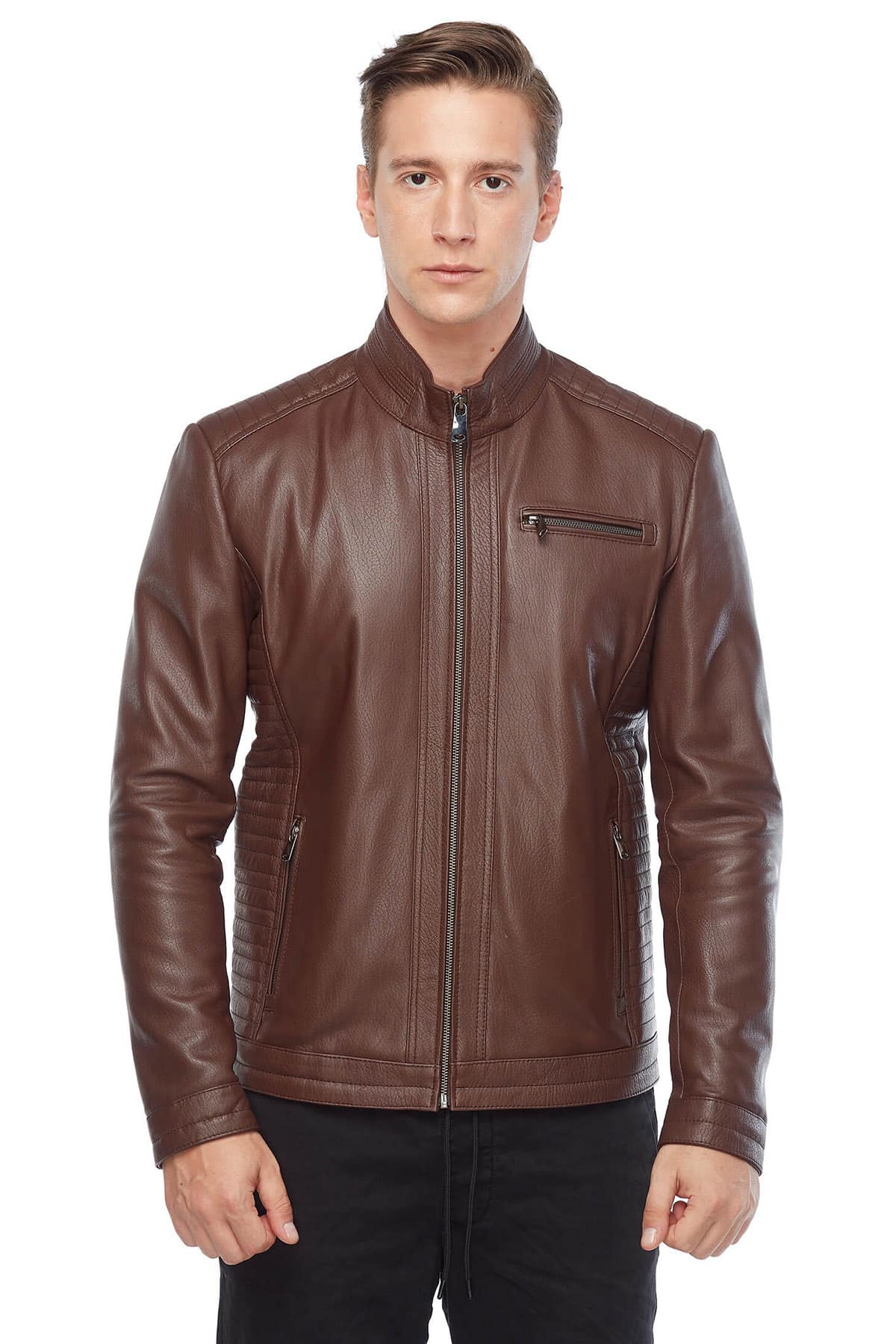 Men's 100 % Real Black Leather Jumbo Jacket