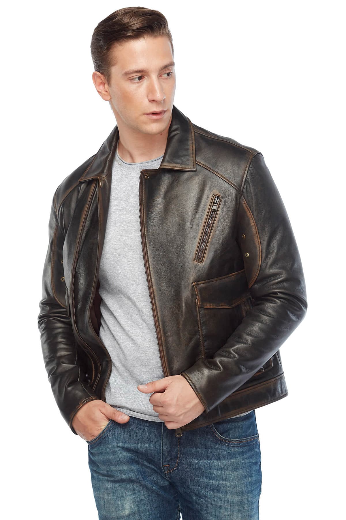 You've Searched for Mens Genuine Distressed Leather Jacket