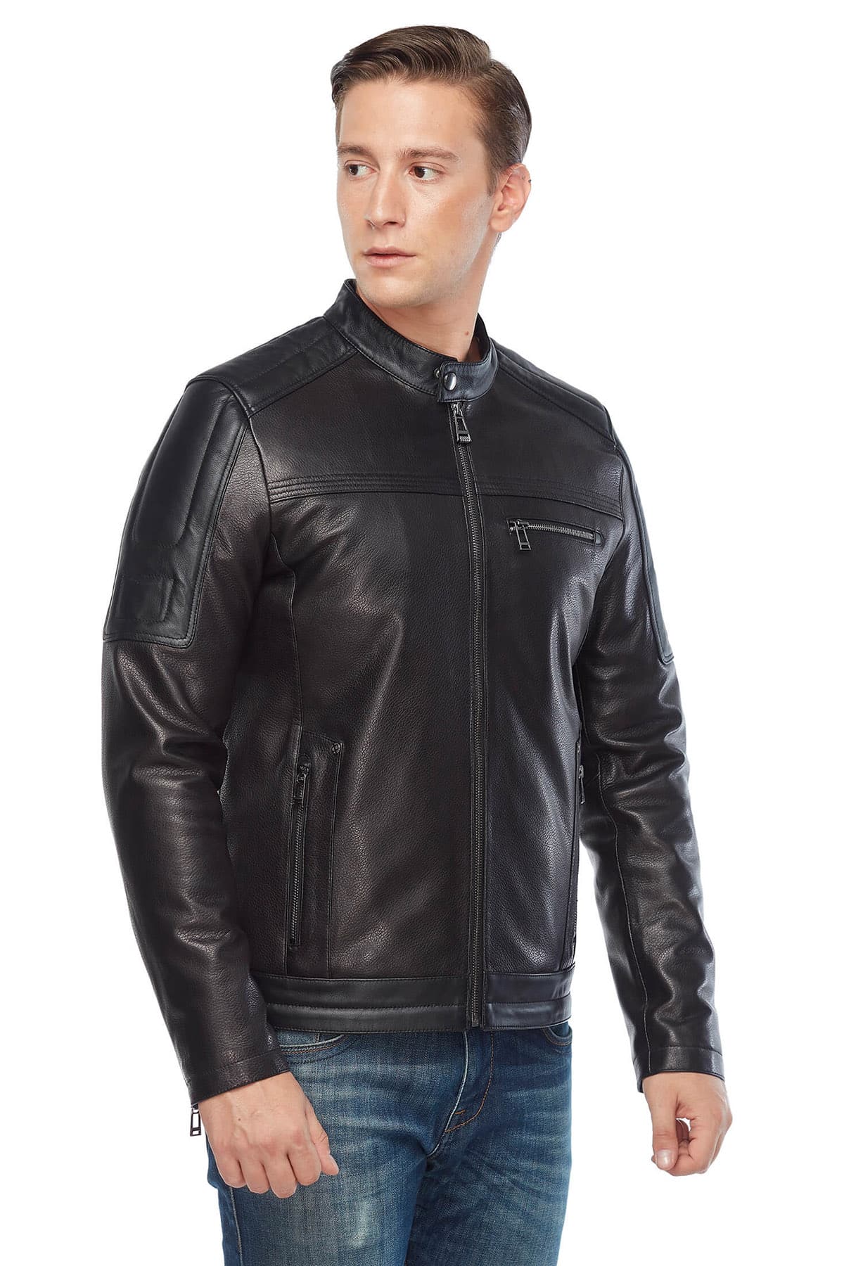 Oliver Cheshire Men's 100 % Real Black Leather Sport Jacket