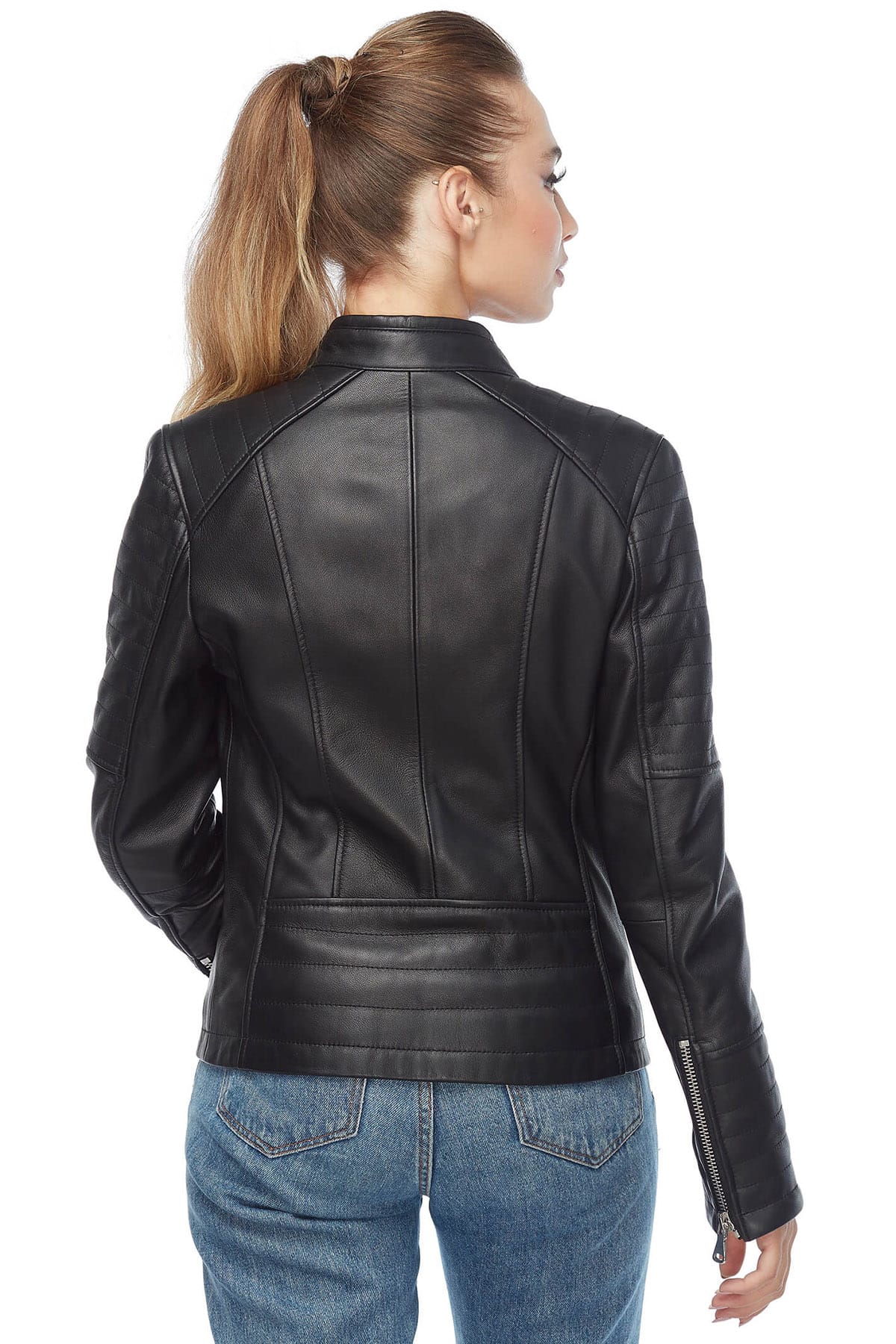 Sarah Archer Women's 100 % Real Black Leather Jacket