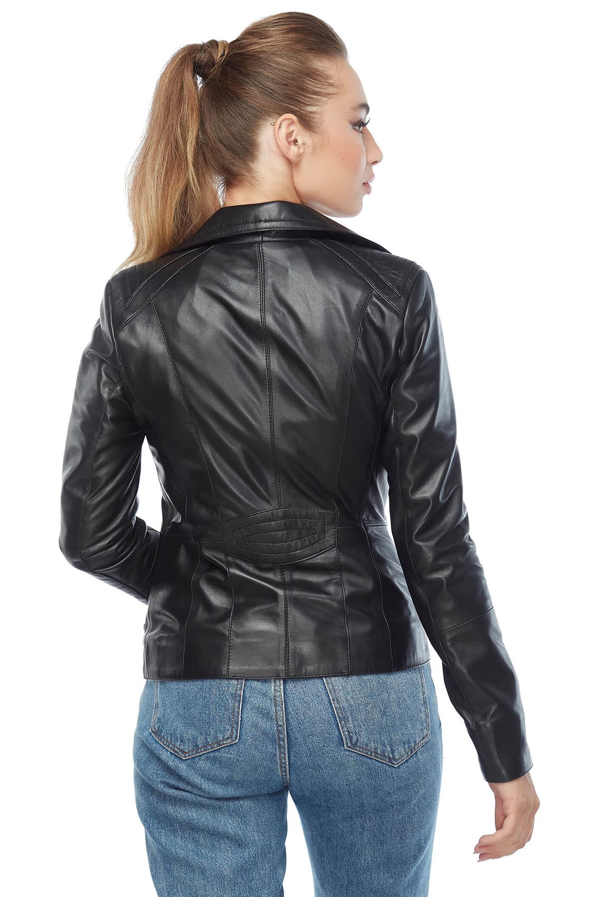 Sylvia Women's 100 % Real Black Leather Sport Biker Jacket