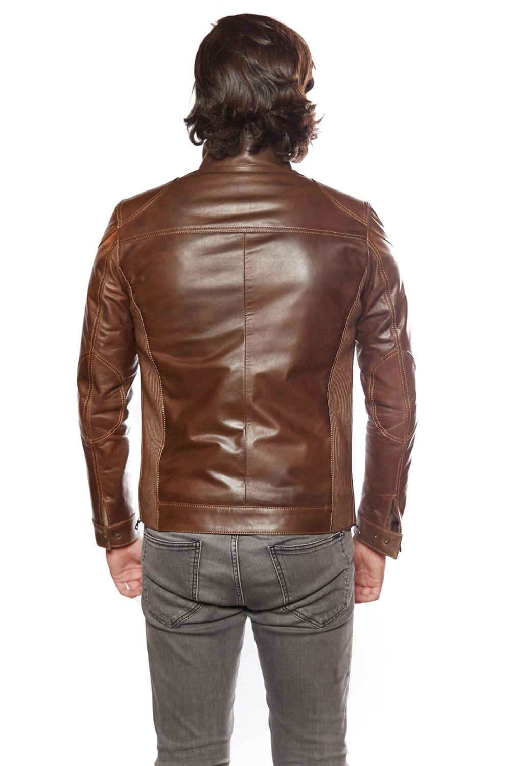 Mens Brown Leather Flight Jacket - Bomber Jacket of Top Gun Style