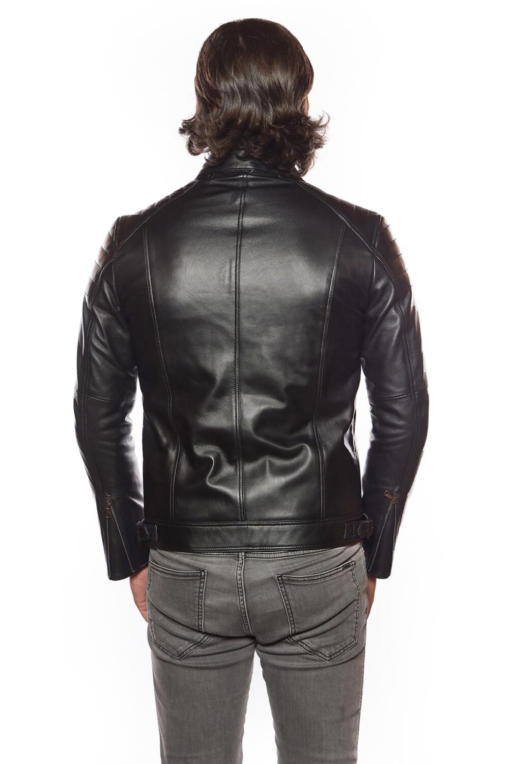 Mens Parka Jacket - Hooded Puffer Jacket - Leather Puffer Coat