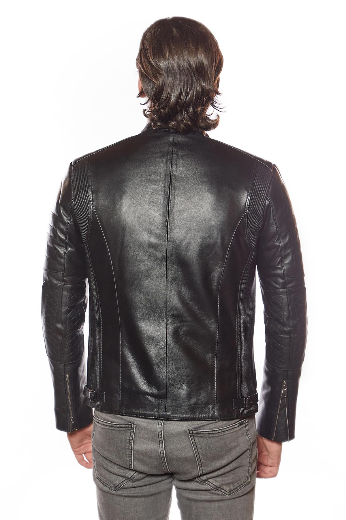Men's 100 % Real Black Leather Brando Sport Jacket