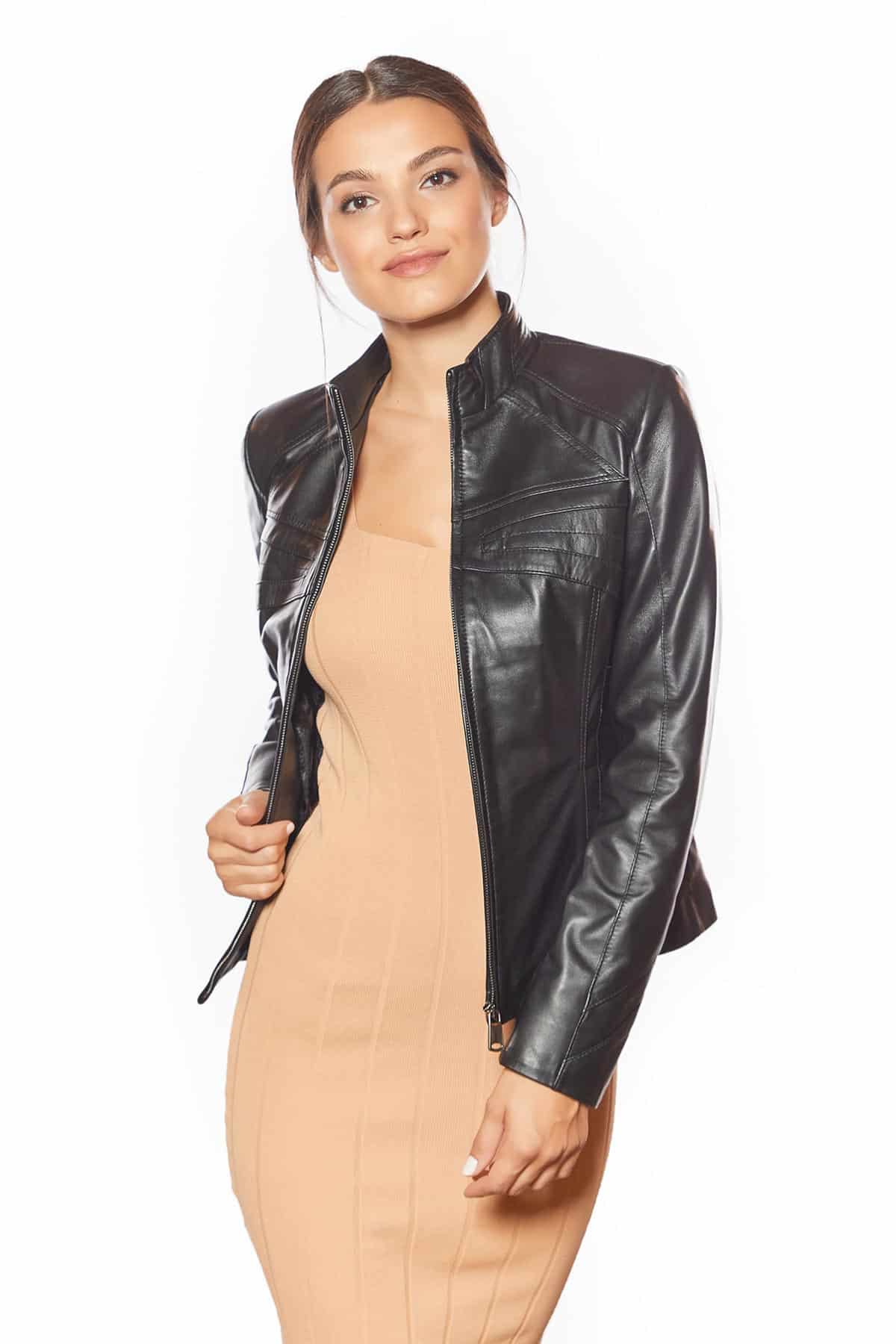 Cinzia Women's 100 % Real Black Leather Jacket