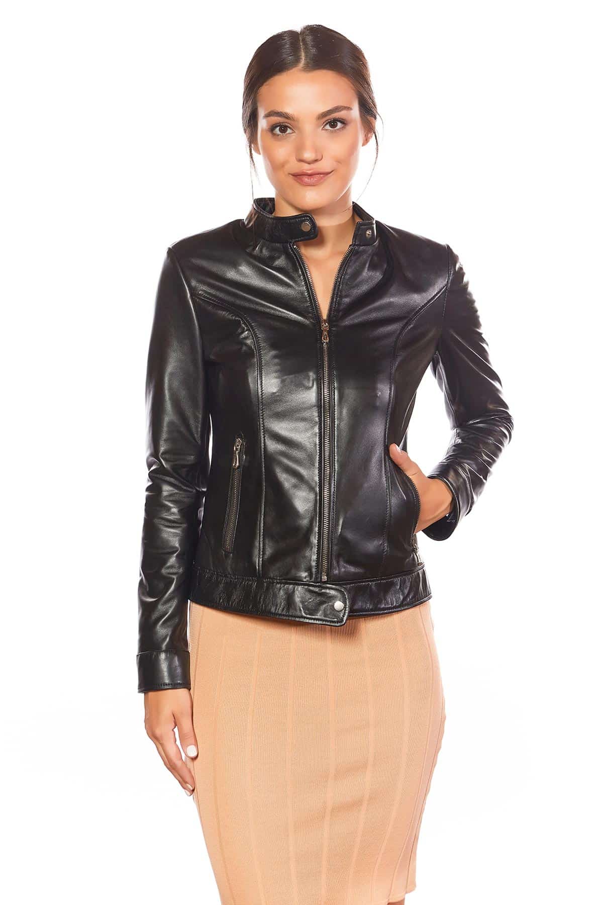 Bella Women's 100 % Real Black Leather Jacket
