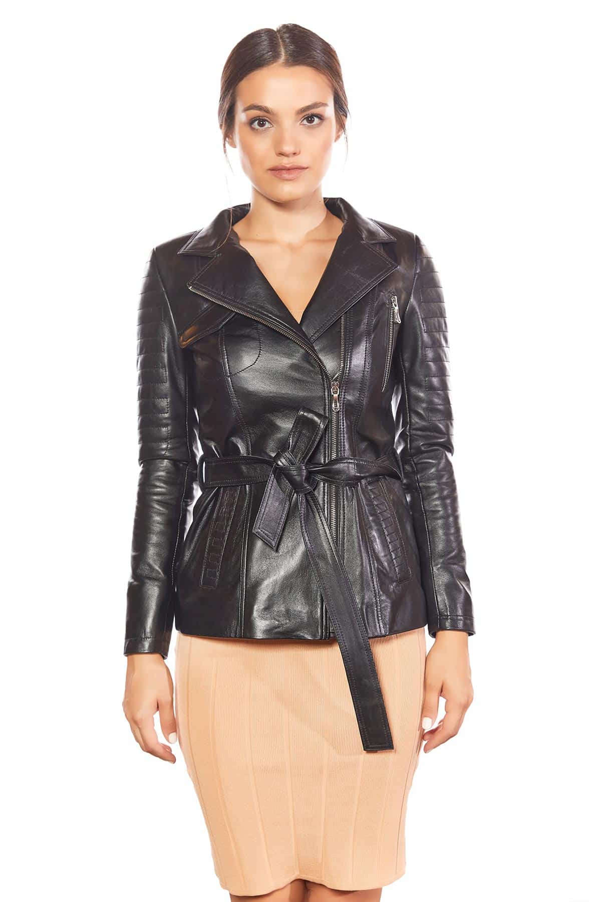 Gia Women's 100 % Real Black Leather Jacket