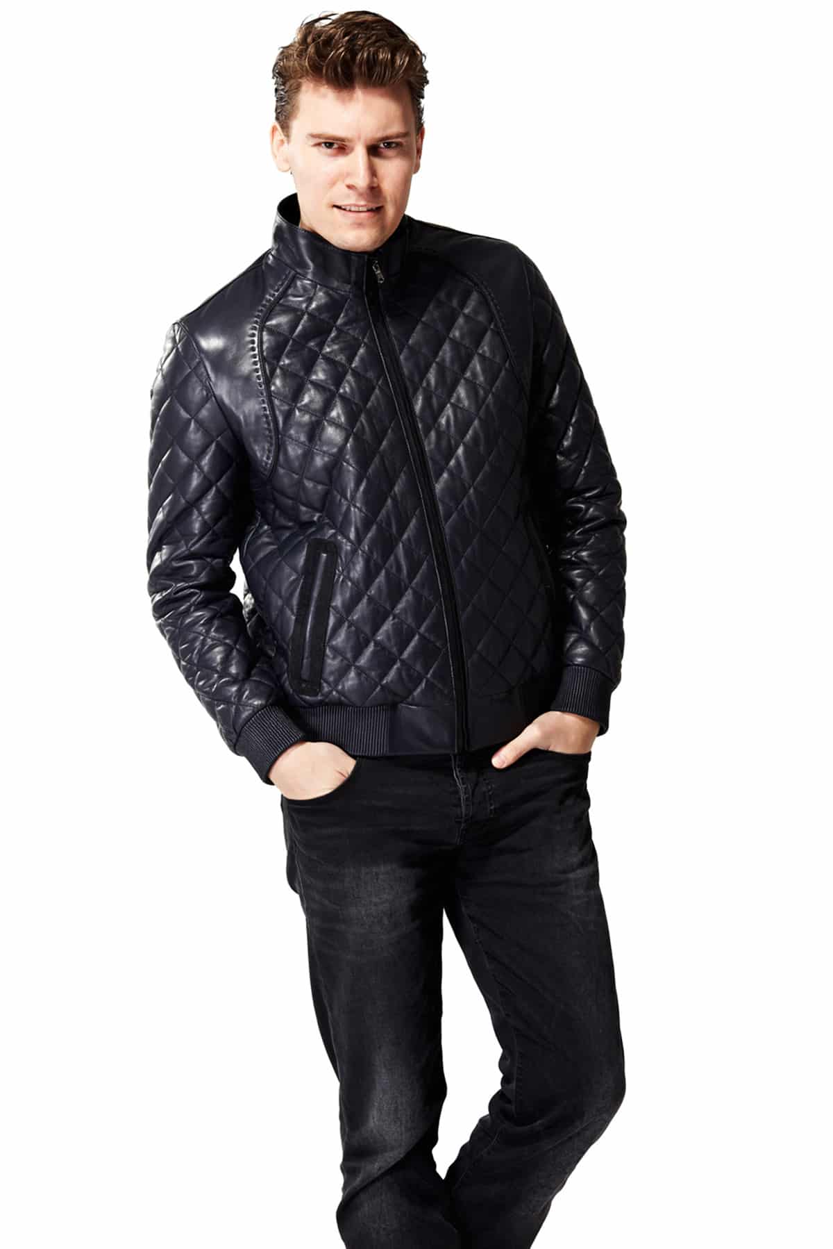 Diamond Quilted Leather Jacket | vlr.eng.br
