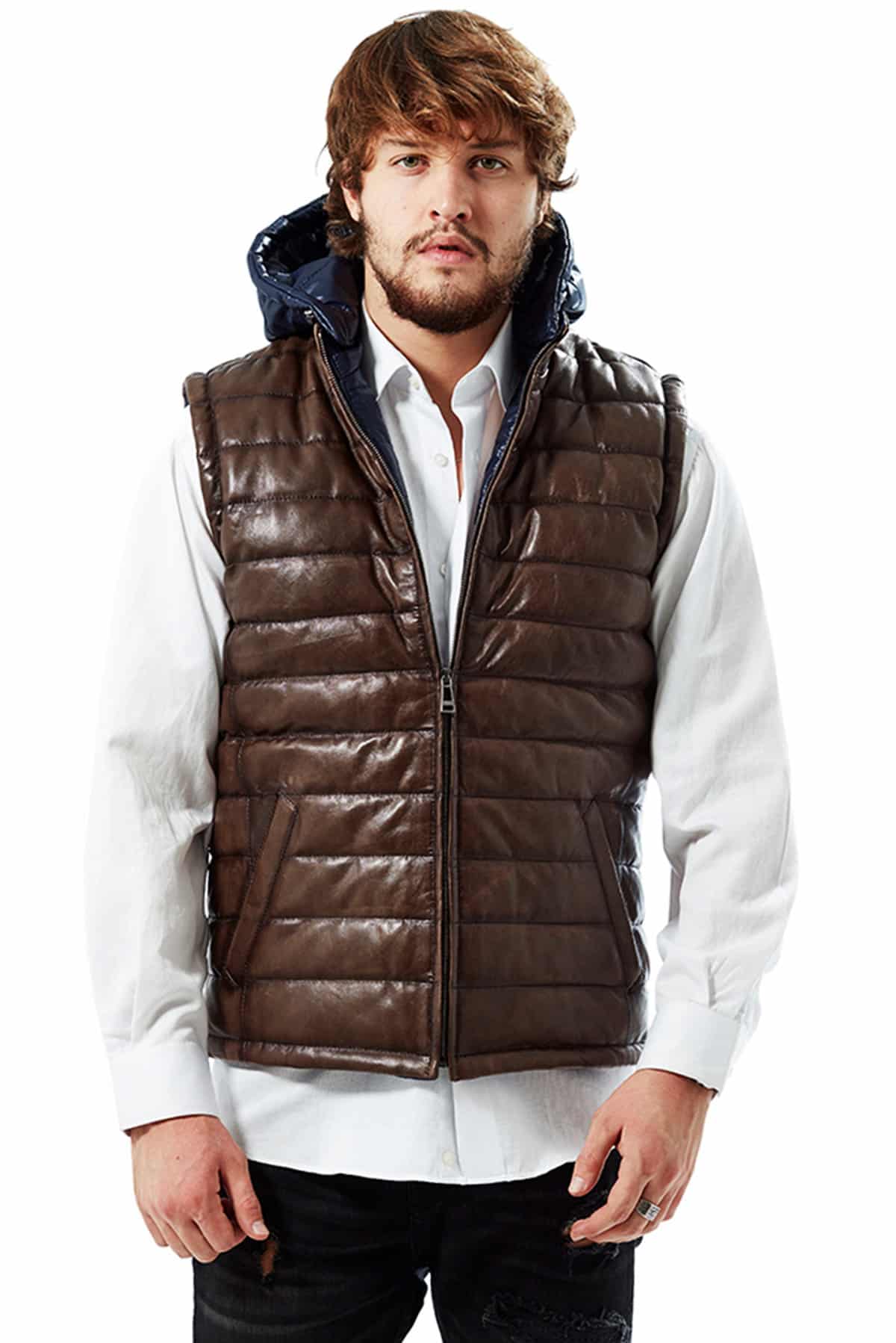 Zurraco Double Face Tobacco Brown Puffer Vest