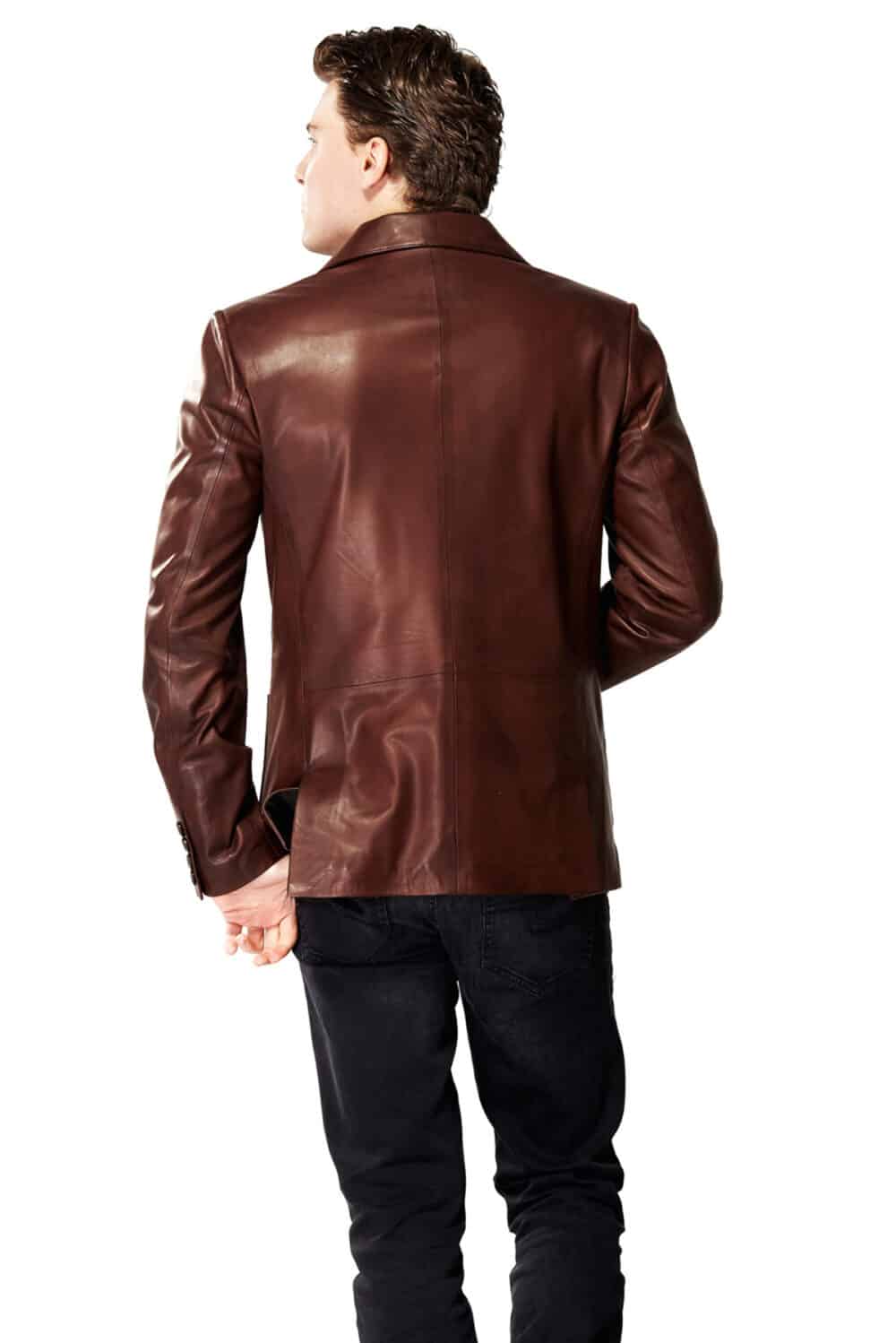 Antonio Banderas Men S 100 Real Brown Leather Trench Coat