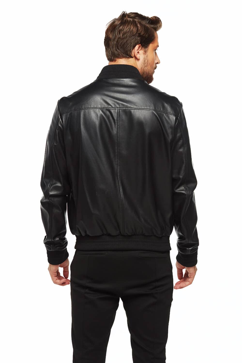 The Nerd Bomber Black Leather Jacket - Urban Fashion Studio