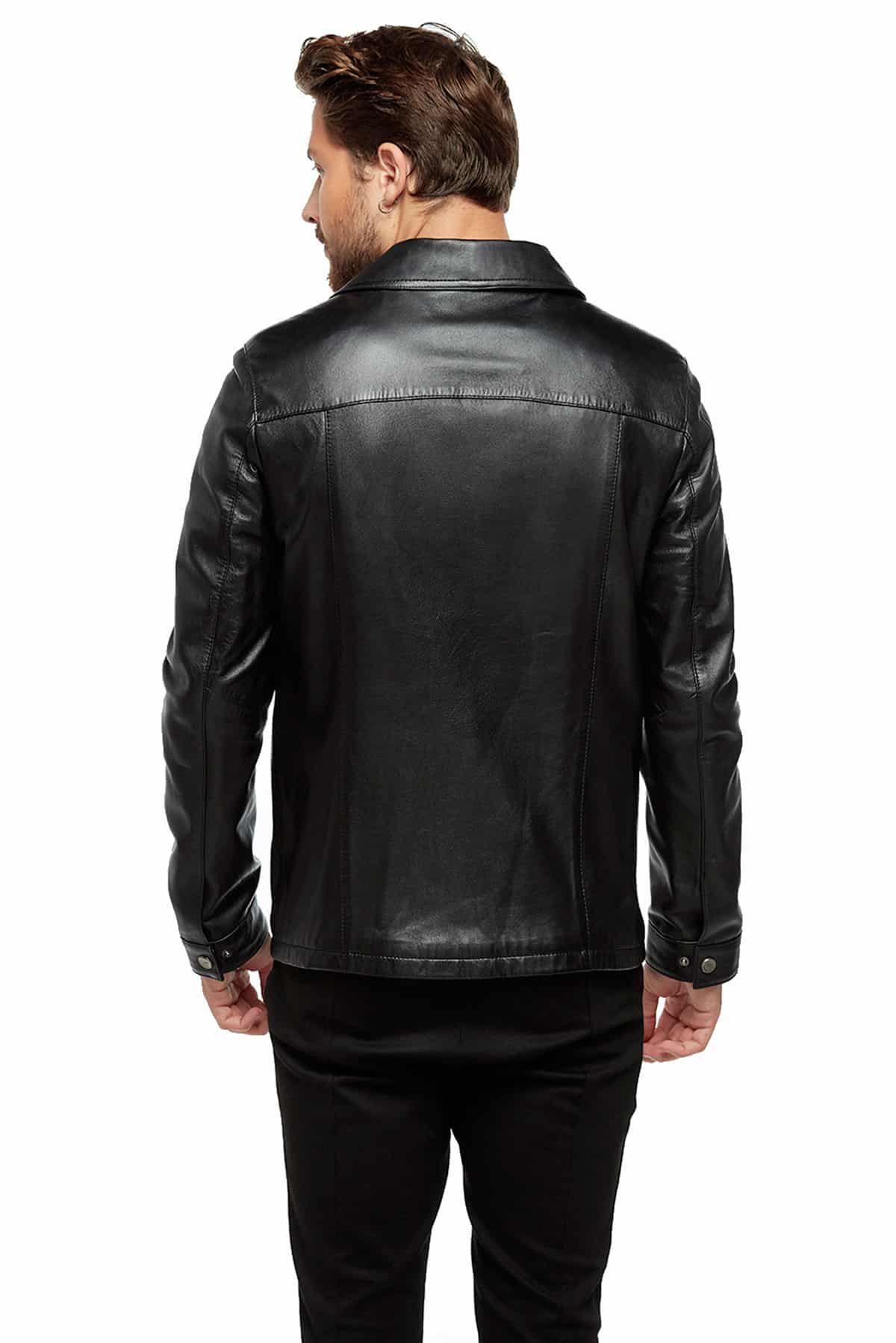 Serene Men's 100 % Real Black Leather Classic Casual Jacket