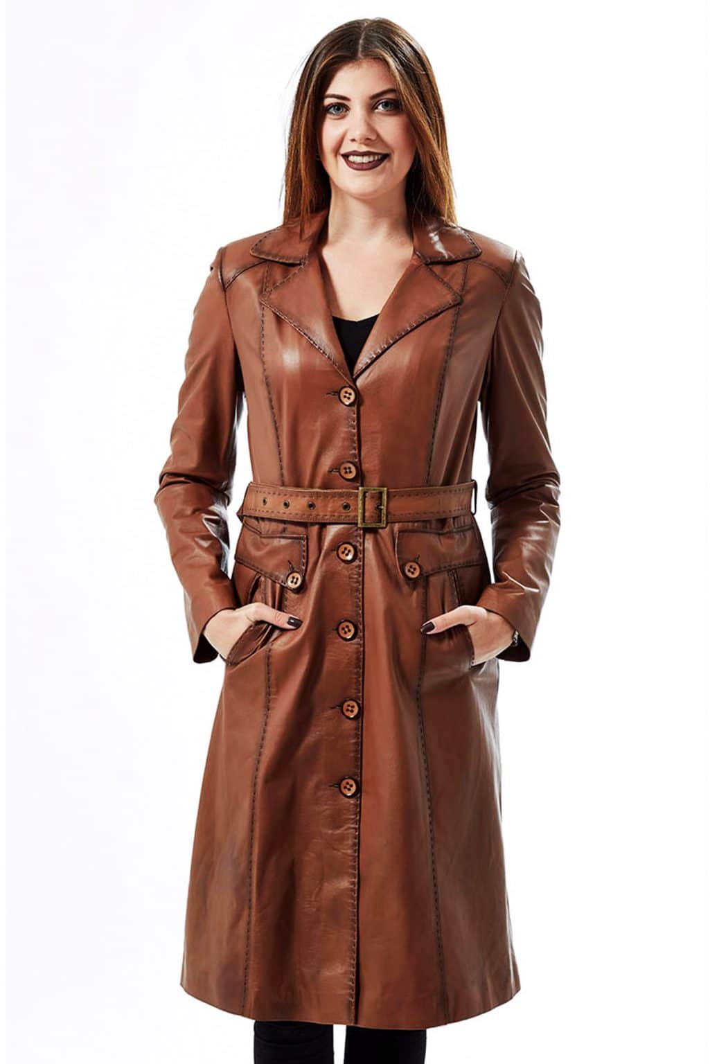 Real Women Trench Coat For Sale Ladies Black Leather Jacket