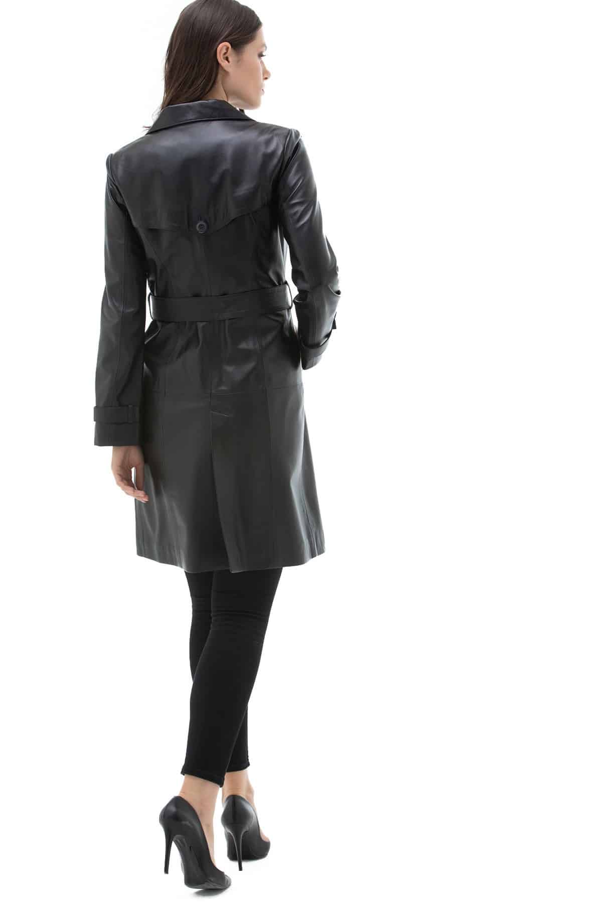 Urban Fashion Studio Blake Leather Black Trench Coat Women