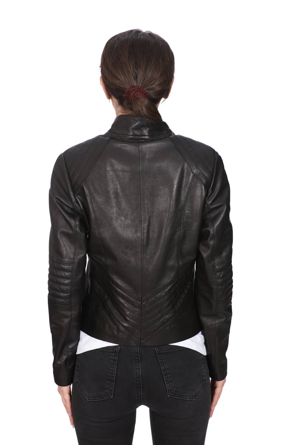 Women's 100 % Real Black Leather Biker Style Jacket