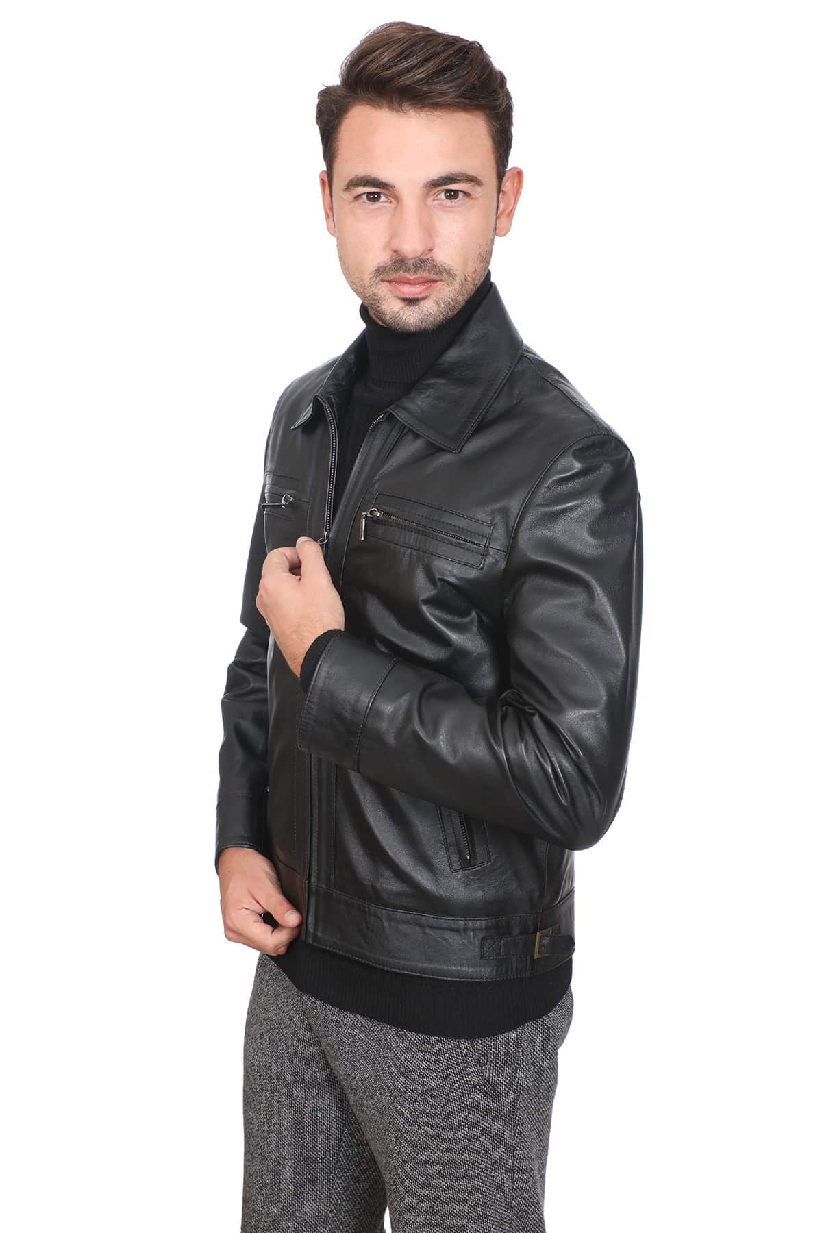 Rafferty Men's 100 % Real Black Leather Jacket