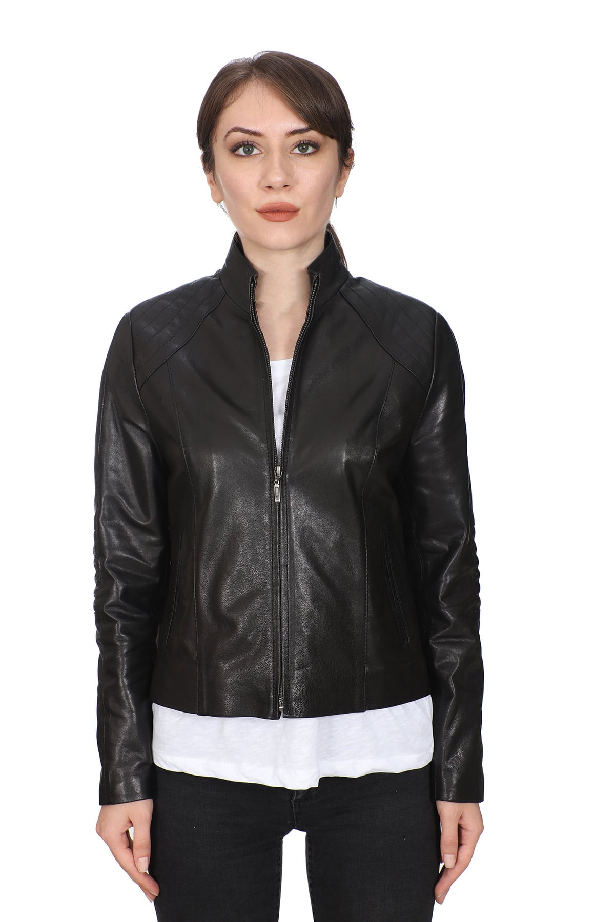 Women's 100 % Real Black Leather Biker Style Archie Jacket