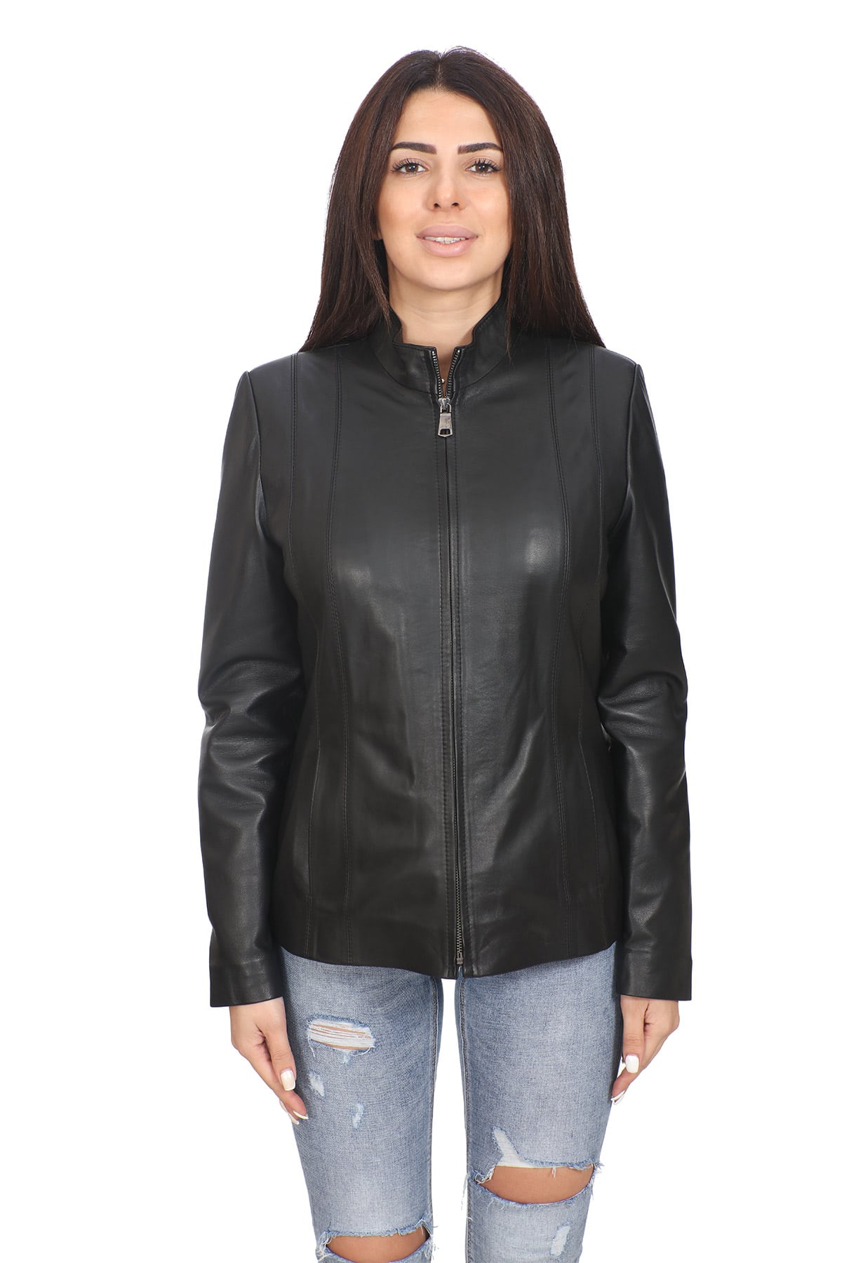 Janet Women's 100 % Real Black Leather Jacket