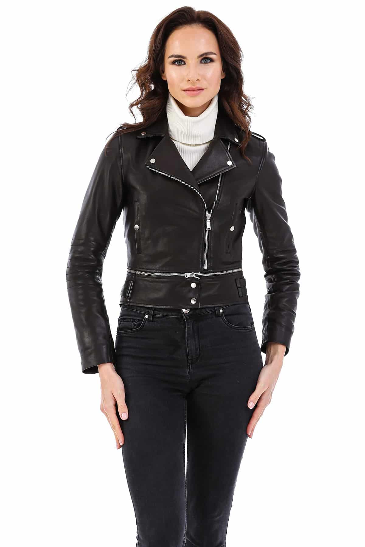 Women's 100 % Real Black Leather Nova Classic Jacket