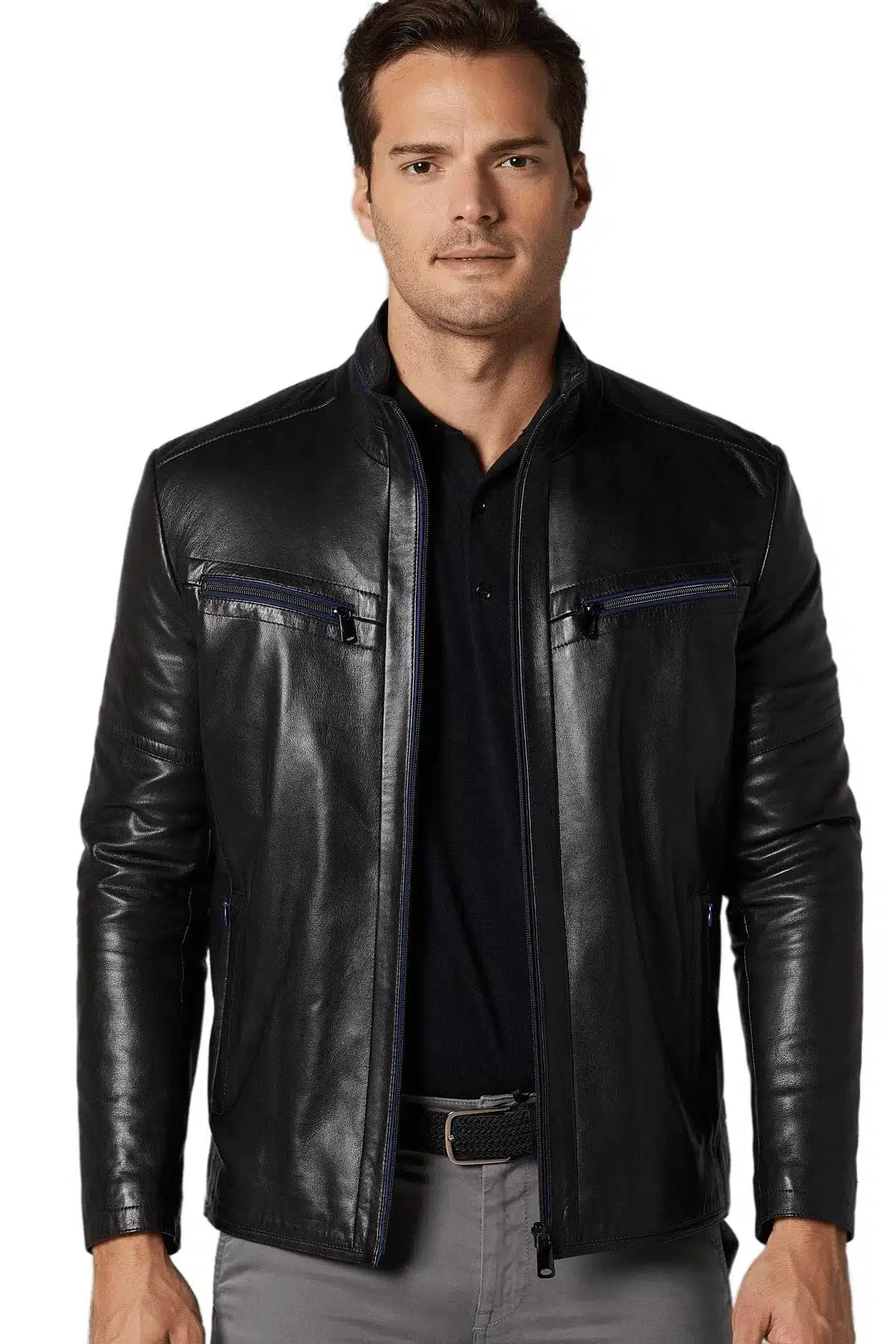 Men's 100 % Real Black Leather Sport Viggo Jacket