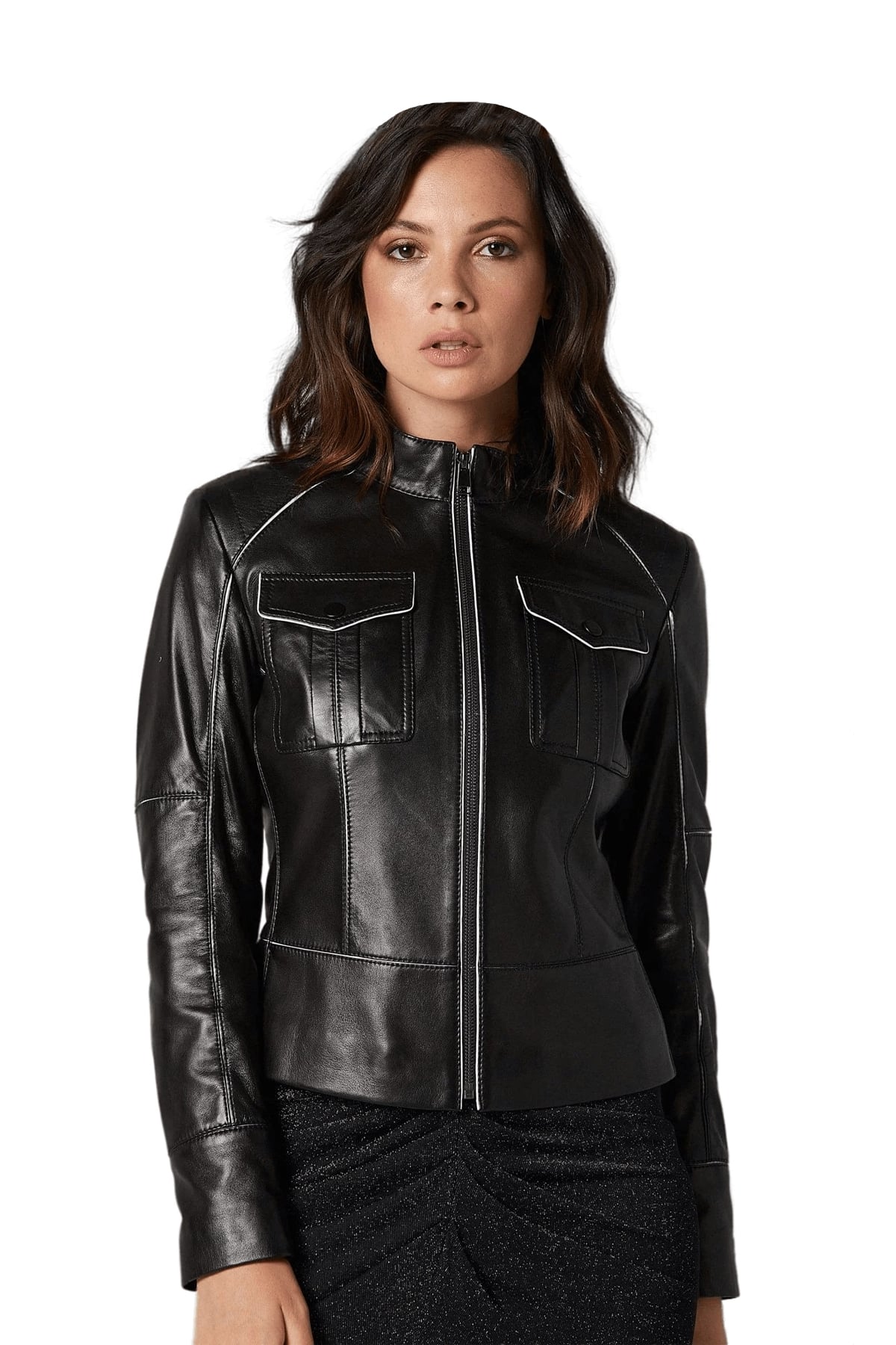 Women's 100 % Real Black Leather Bryony Jacket
