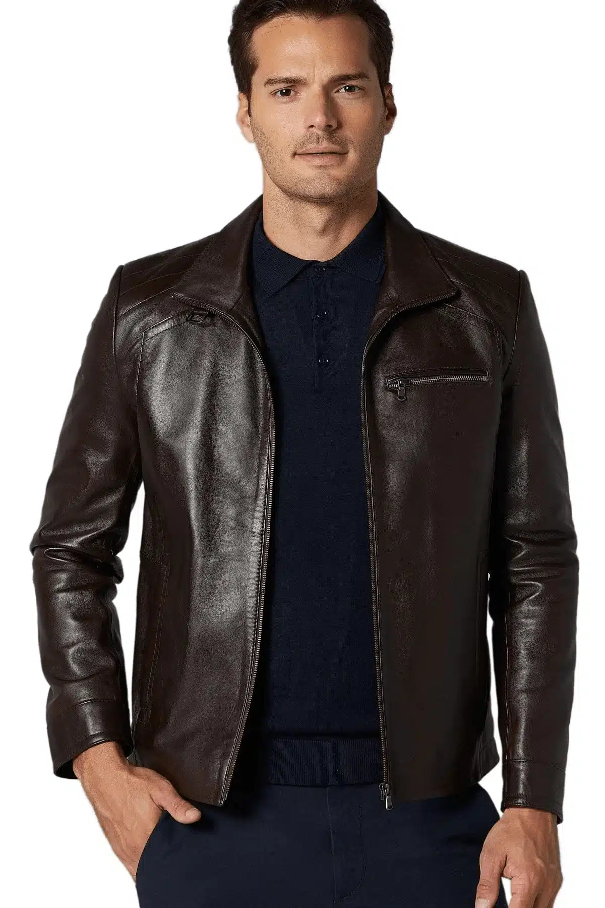 Levi Men's 100 % Real Brown Leather Jacket