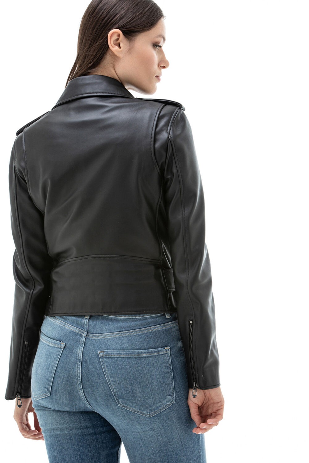 Shiela Women's 100 % Real White Leather Brando Jacket