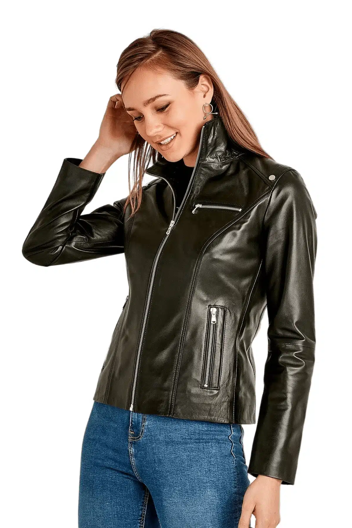 Mira Women's 100 % Real Black Leather Sport Jacket