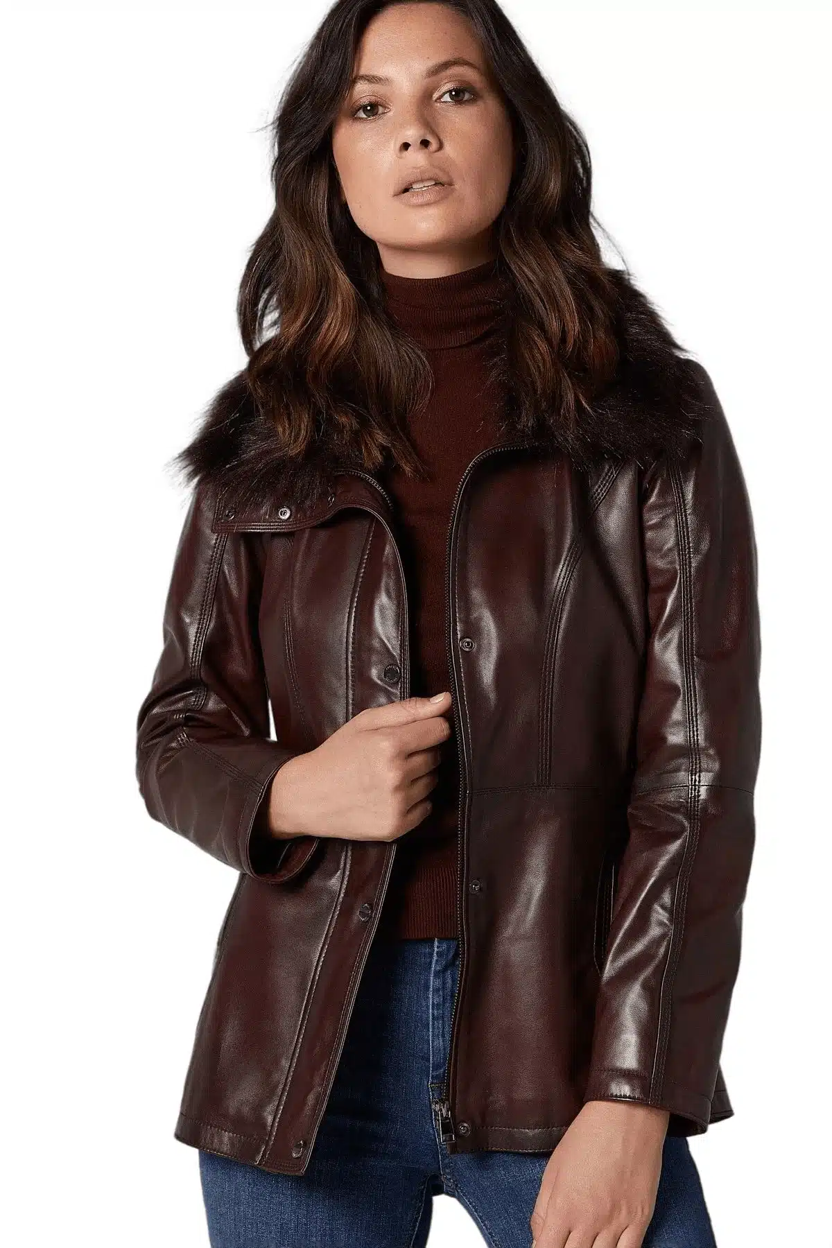 Shearling Collar Leather Jacket - Women - Ready-to-Wear