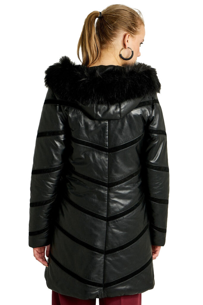 Real Women Trench Coat for Sale- Ladies Black Leather Jacket