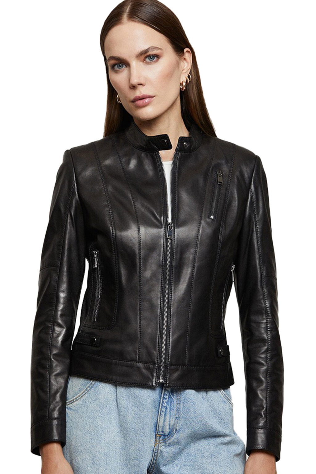 100% Pure Real Lambskin Leather Coats - Women Leather Jacket