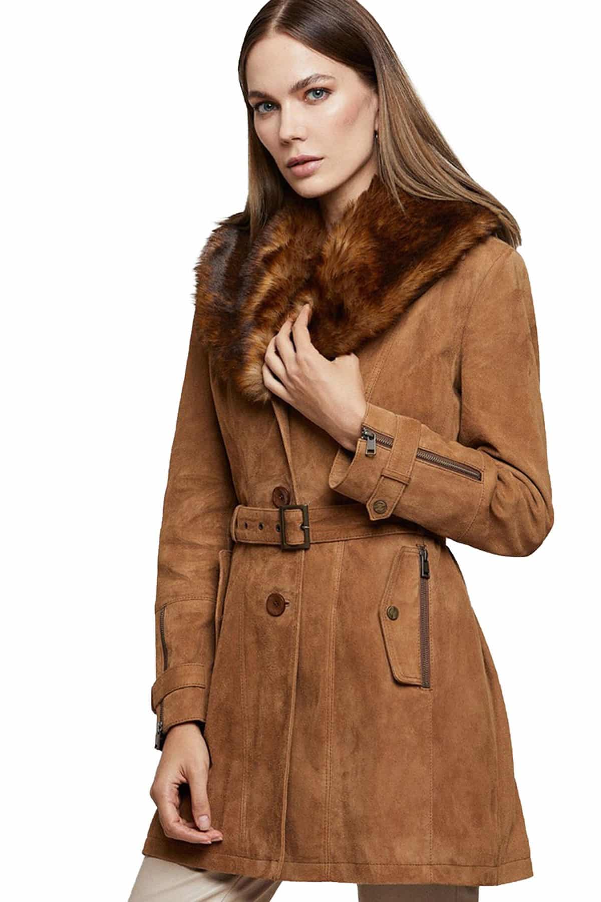 womens suede leather coats