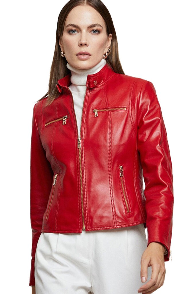 100% Pure Real Lambskin Leather Coats - Women Leather Jacket